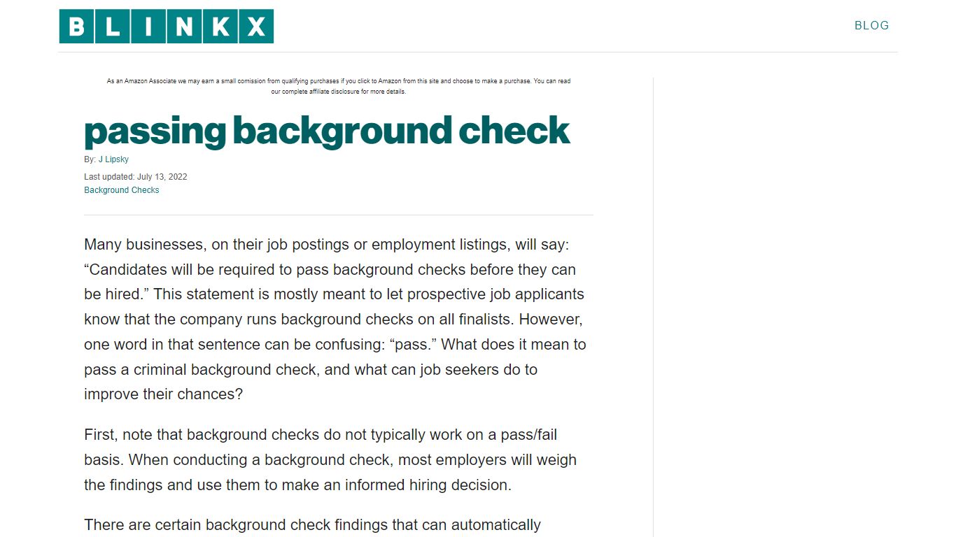 passing background check - Blinkx